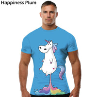 Men's Unicorn Funny T Shirt Rainbow Fart